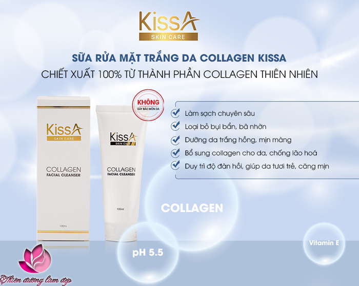 Sữa rửa mặt trắng da Collagen KissA - 100ml