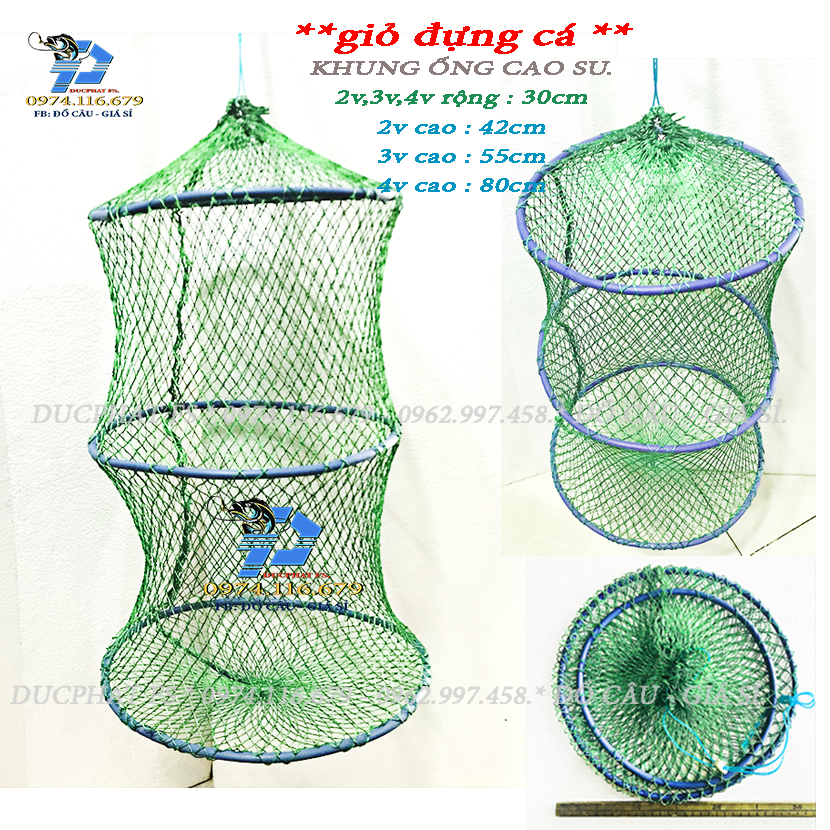 Giỏ Đựng Cá Câu Đài, giỏ vành cáo su thu gọn !!!
