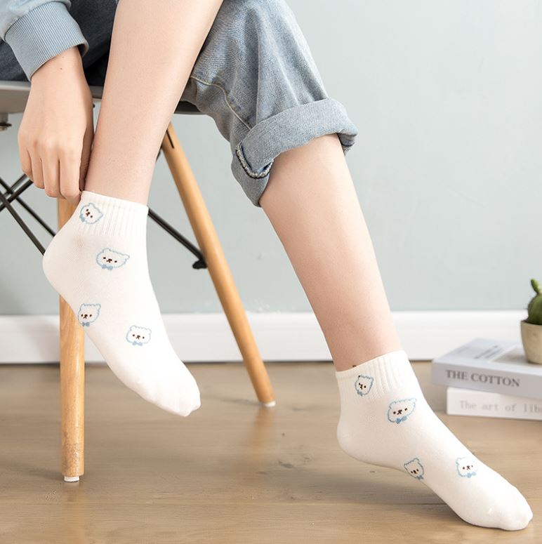 Set 10 Đôi Tất Vớ Nữ Ngắn Cổ Gấu Blue