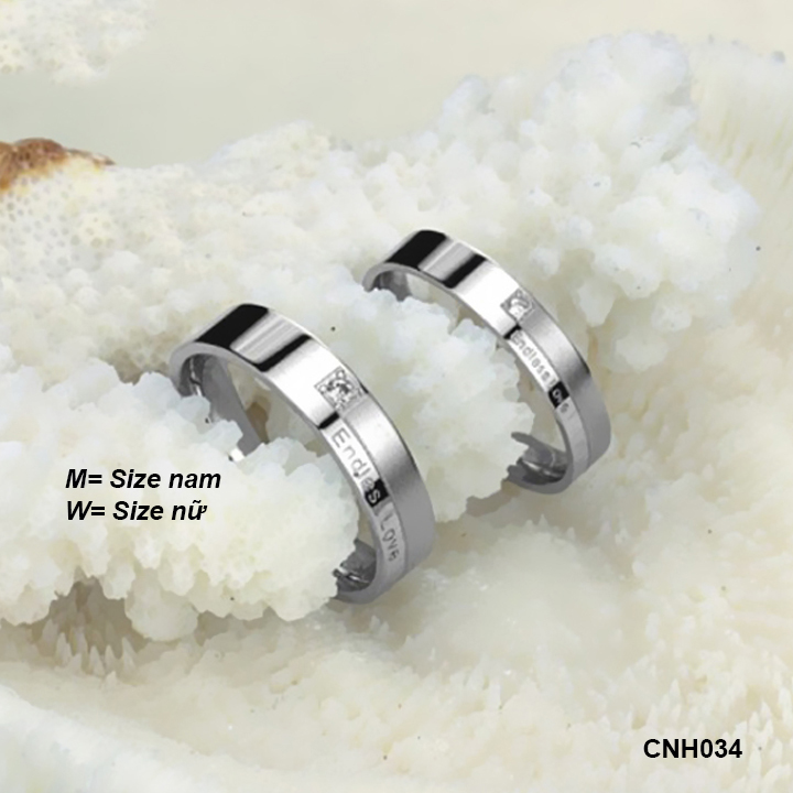 Freeship Nhẫn cặp đôi đính hạt Endless Love CNH034