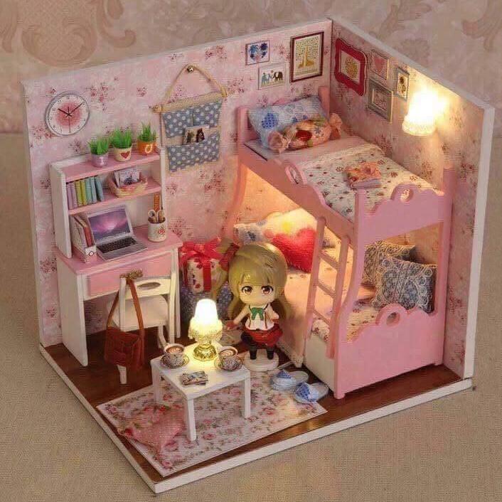 Mô hình nhà búp bê bằng gỗ, phát triển trí sáng tạo cho bé yêu, làm quà tặng cho bạn bè, người thân