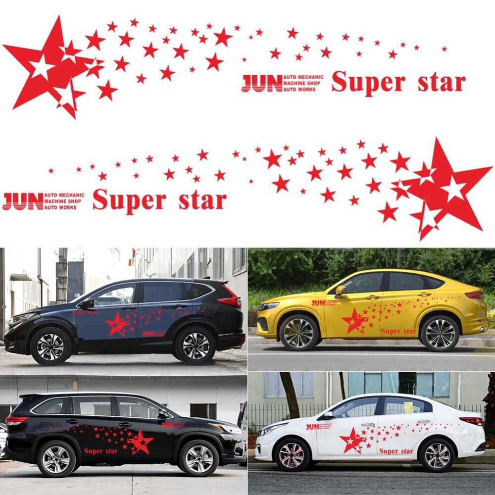 Tem decal ngôi sao dán sườn xe ô tô