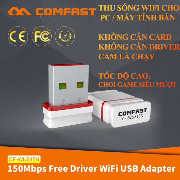 (Bảo Hành 12 Tháng) USB wifi cho máy tính bàn CẮM LÀ CHẠY KHÔNG CẦN CÀI ĐẶT , Card wifi PC tốc độ cao CF-WU815N