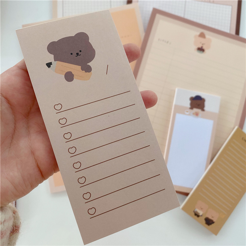 50 PCs cute bear note sticky memo pad thick cute memo pad-Hause