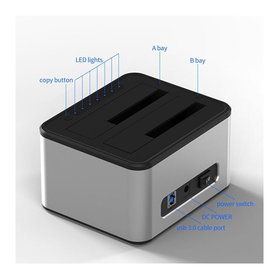 DOCK HDD BLUEENDLESS HD07A Sata 2.5”+3.5” USB 3.0 (Hỗ trợ đến 10T)