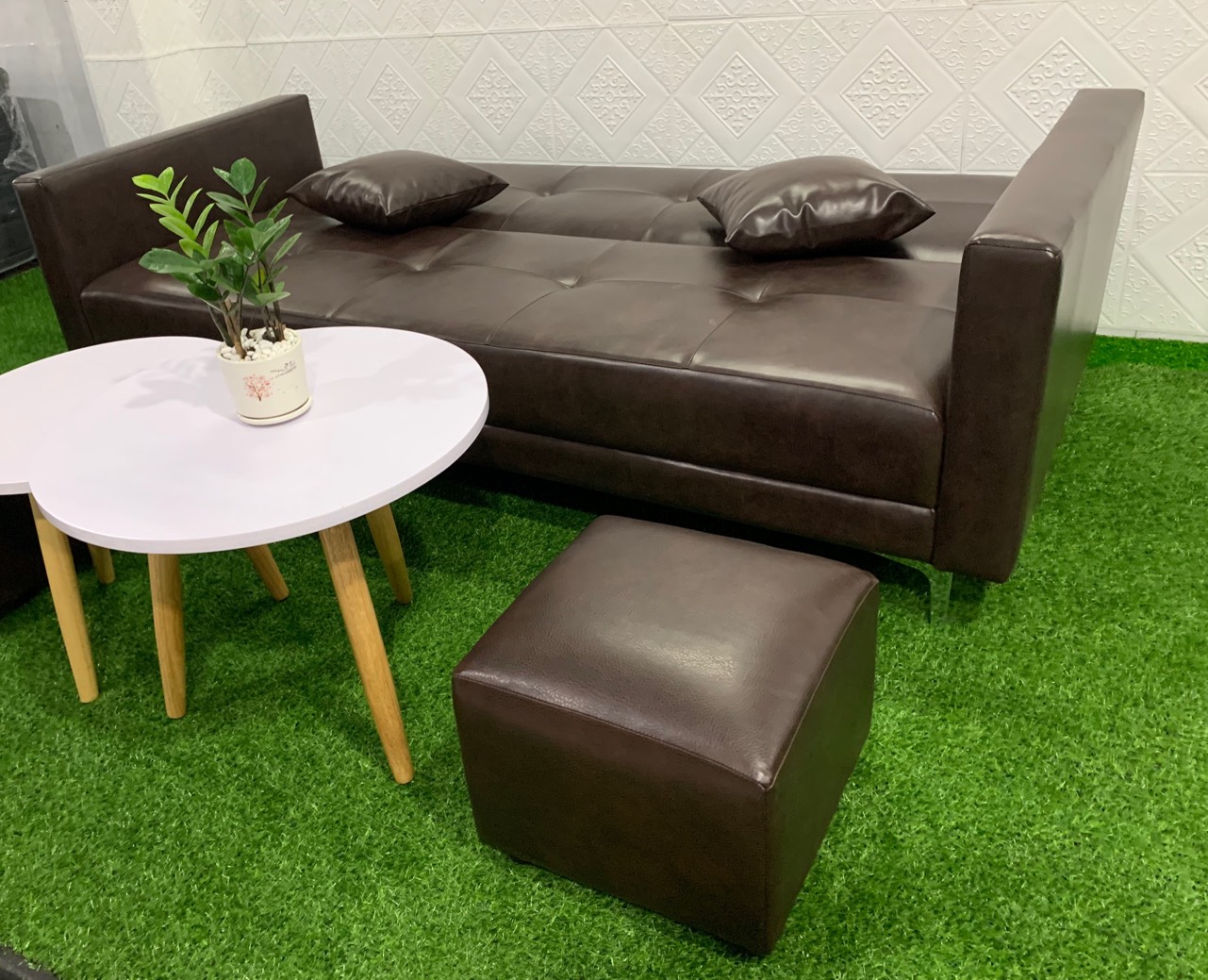 Ghế sofa giường - sofa bed phòng khách kèm 2 đôn (được kiểm hàng)