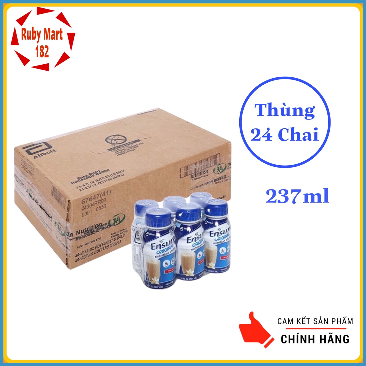 [Date 4.2025] Thùng Sữa pha sẵn Ensure Orginal 237ml (Thùng 24 chai)