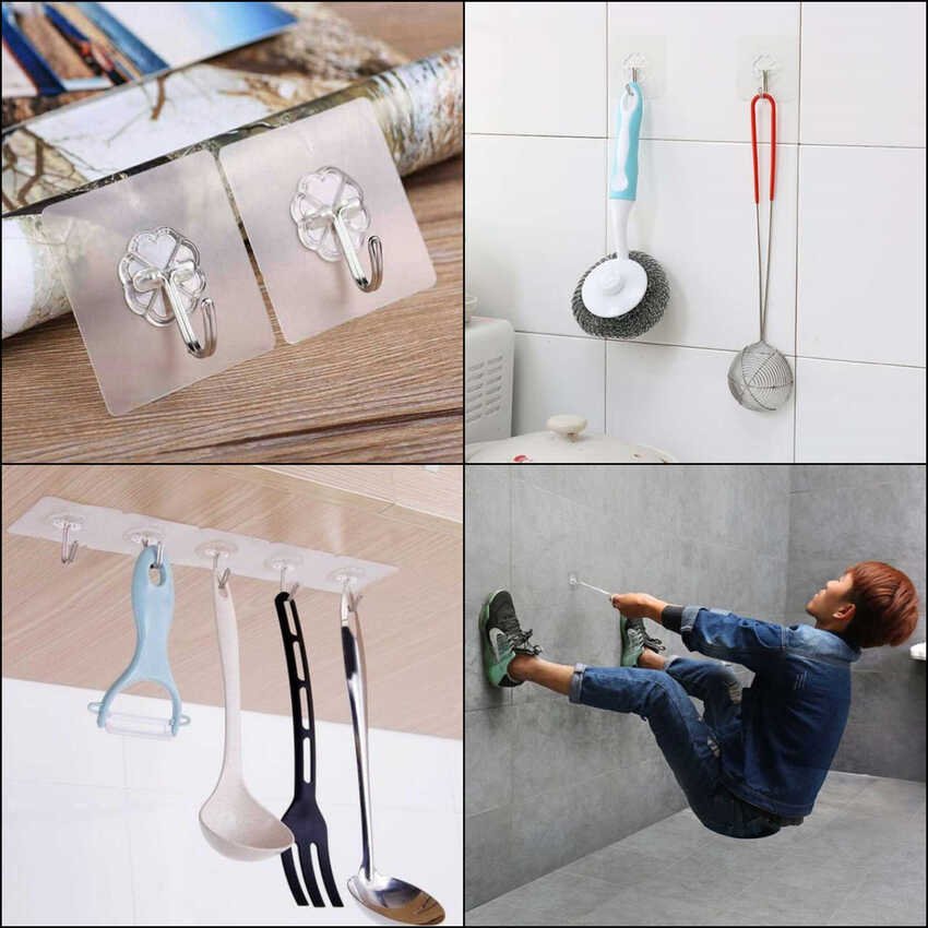 Combo 10 Móc Dán Tường Trong Suốt Chịu Lực Siêu Dính