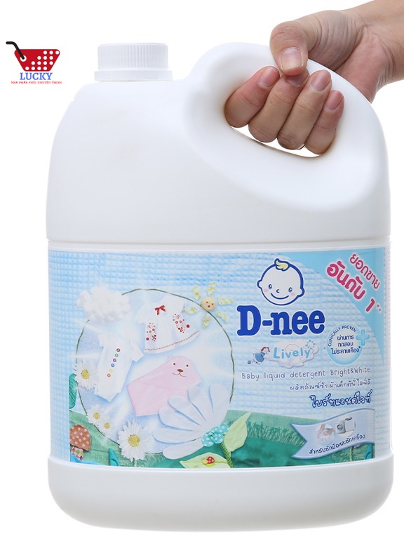 Nước giặt cho bé D-nee Lively trắng can phấn thơm 3 lít