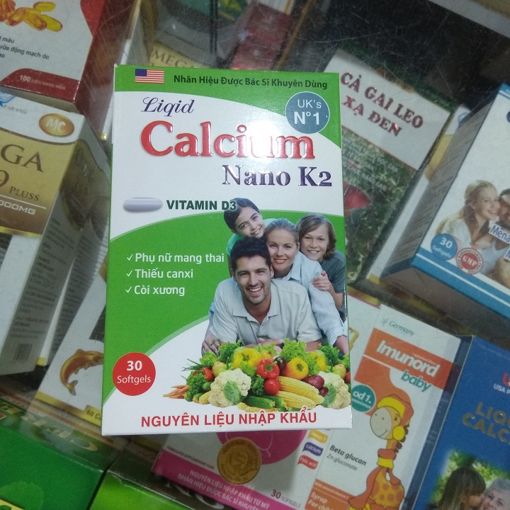 [ LIQID CACLCIUM NANO K2 ]-Viên uống bổ sung calcinano và dưỡng chất cần thiết cho xương chắc khỏe
