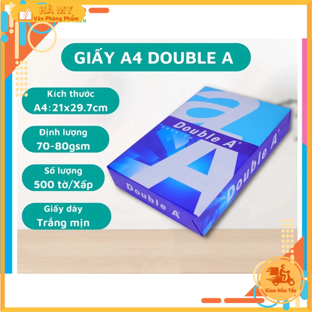 1 Ream 500 tờ Giấy in Double A 70gsm/80gsm Khổ A4/A5 chất lượng cao