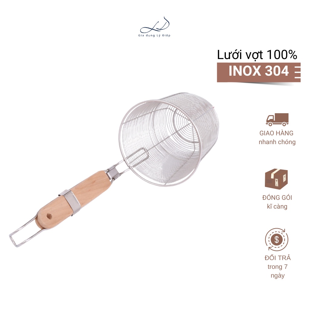 Vợt hủ tiếu inox cán gỗ cao cấp