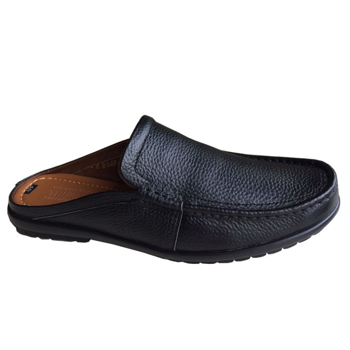 Dép nam bít mũi màu đen da bò cao cấp đế cao su chống mòn không trơn  THBM135