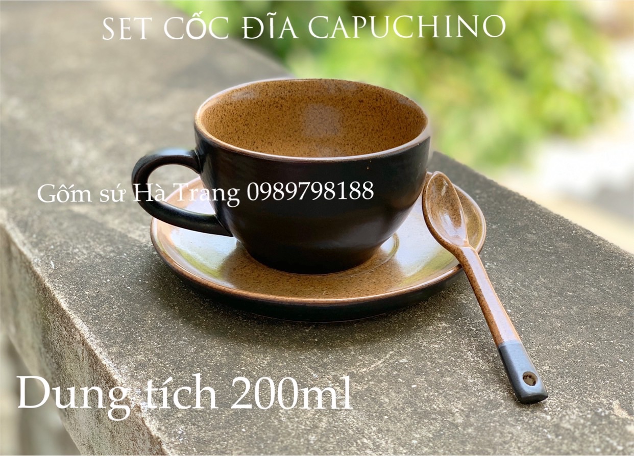 Set cốc đĩa capuchino gốm sứ Bát Tràng cao cấp