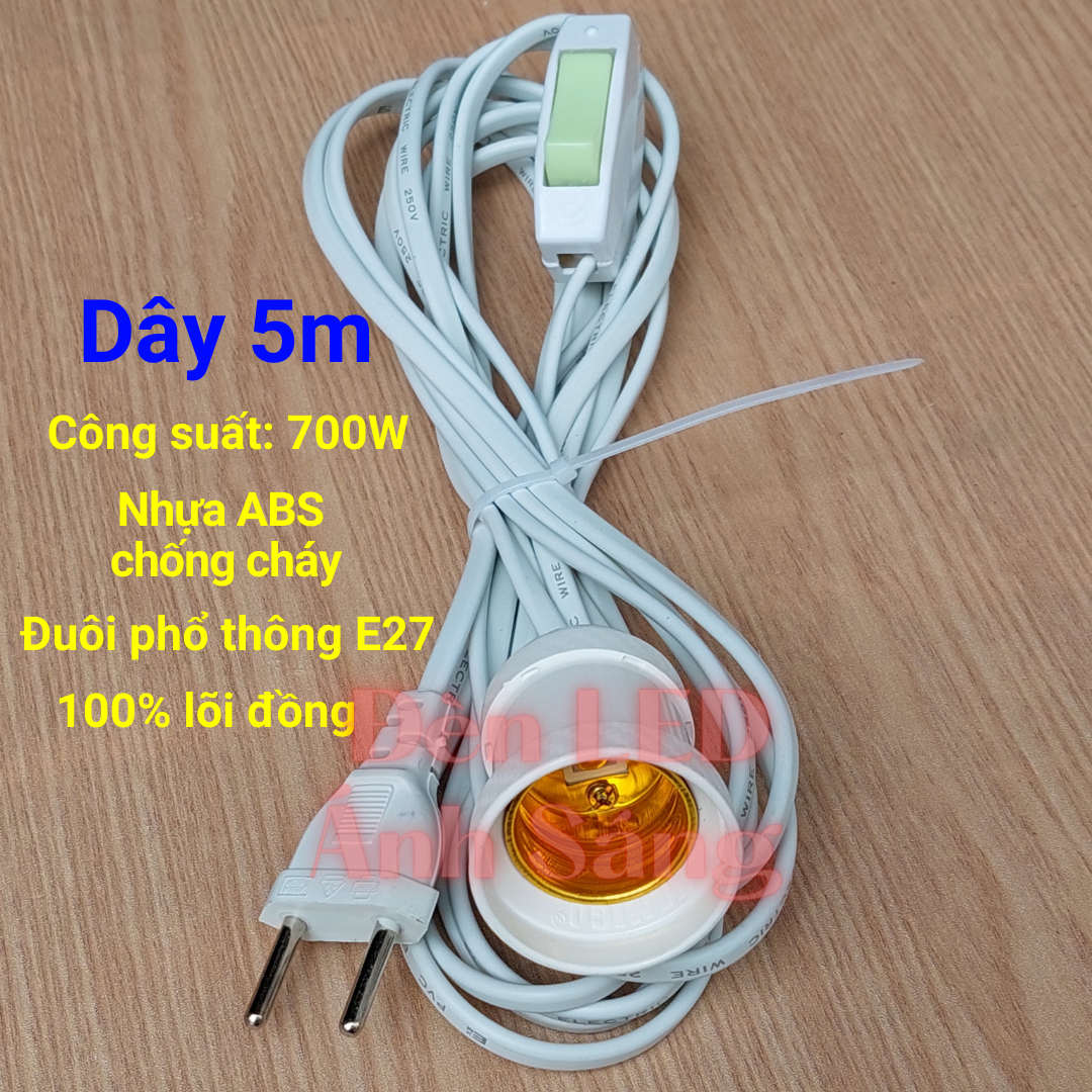 DÂY ĐUÔI ĐÈN E27 CÓ CÔNG TẮC - DÂY DÀI 3m - 5m - 8m - 10m