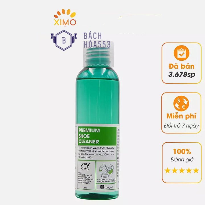 [Hoàn Tiền 10%] Chai Dung Dịch Vệ Sinh Giày Làm Sạch Chuyên Sâu Sneaker Prenium XIMO 120ml - Vệ sinh giày Sneaker - Vệ sinh giày thể thao - Vệ sinh giày vải BH964