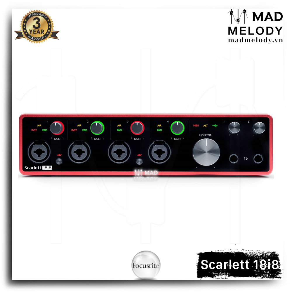 Focusrite Scarlett 18i8 USB Audio Interface (3rd Gen) [soundcard thu âm/kiểm âm chất lượng cao 18i8 Gen 3 thế hệ 3 NEW]