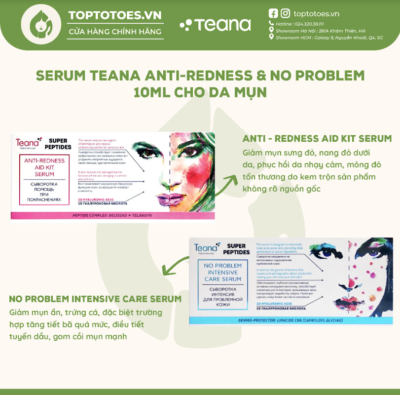 Serum Teana Anti-redness & No Problem cho da mụn