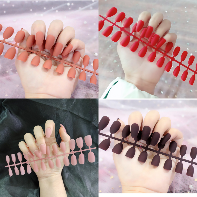 Bộ 24 Móng Tay Giả Dài Siêu Hot Chống Nước Nhiều Màu Sắc Siêu Hot