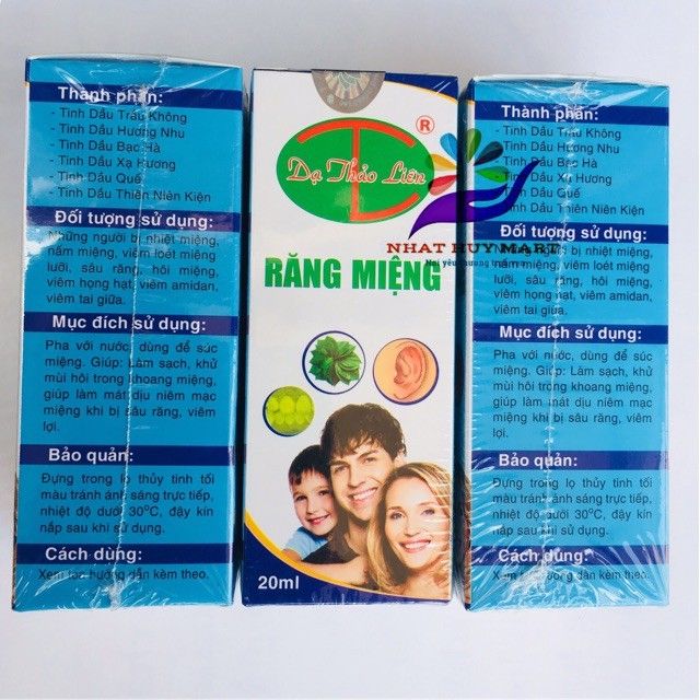 (Tặng tinh dầu sả chanh) Răng miệng -Dạ -Thảo -Liên  chính hãng 20ml