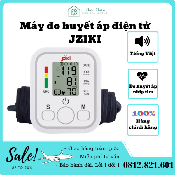 Giá bán Máy đo huyết áp điện tử JZIKI, có giọng nói tiếng Việt, màn hình LED sắc nét, lưu trữ thông tin đo, theo dõi sức khỏe, đo huyết áp nhịp tim, cảnh báo khi có dấu hiệu bất thường, bảo hành 12 tháng