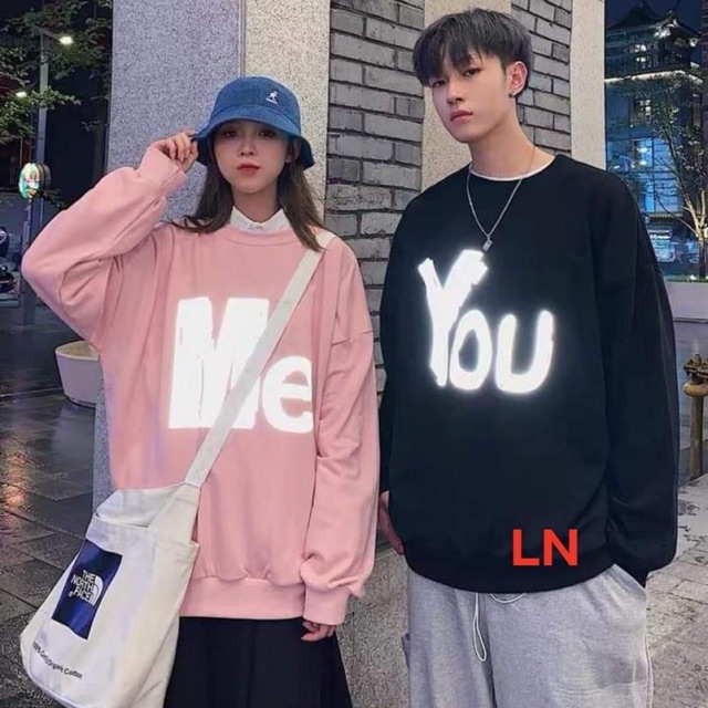 [FREESHIP] Áo đôi nỉ bông dài tay thụng rộng phản quang Me You, cam kết sản phẩm đúng mô tả, chất lượng đảm bảo