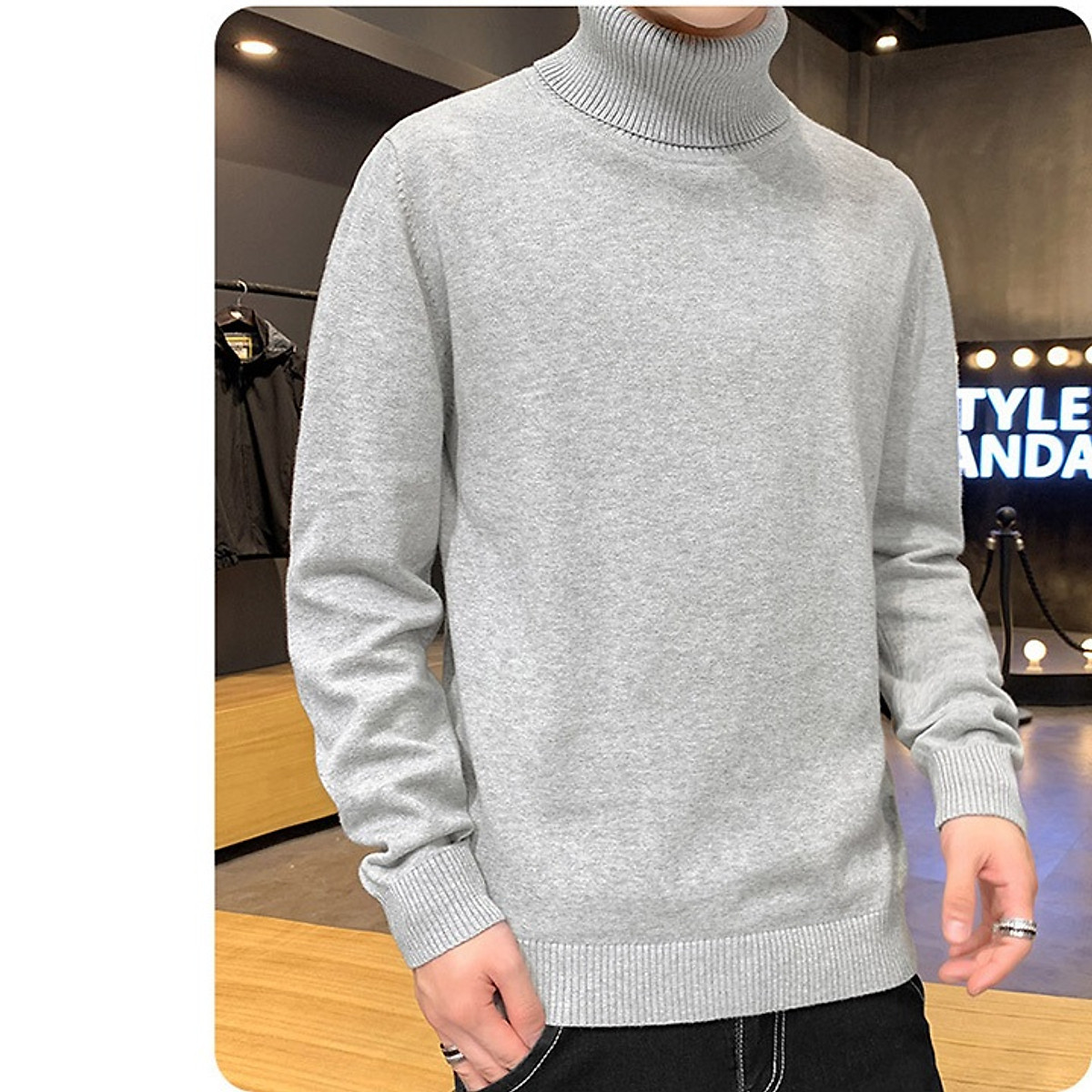 Áo Len cao cổ nam SLINEN, Basic chất mịn (Kem/Xanh Đen/Xám Nhạt/Xám Đậm/Trắng)