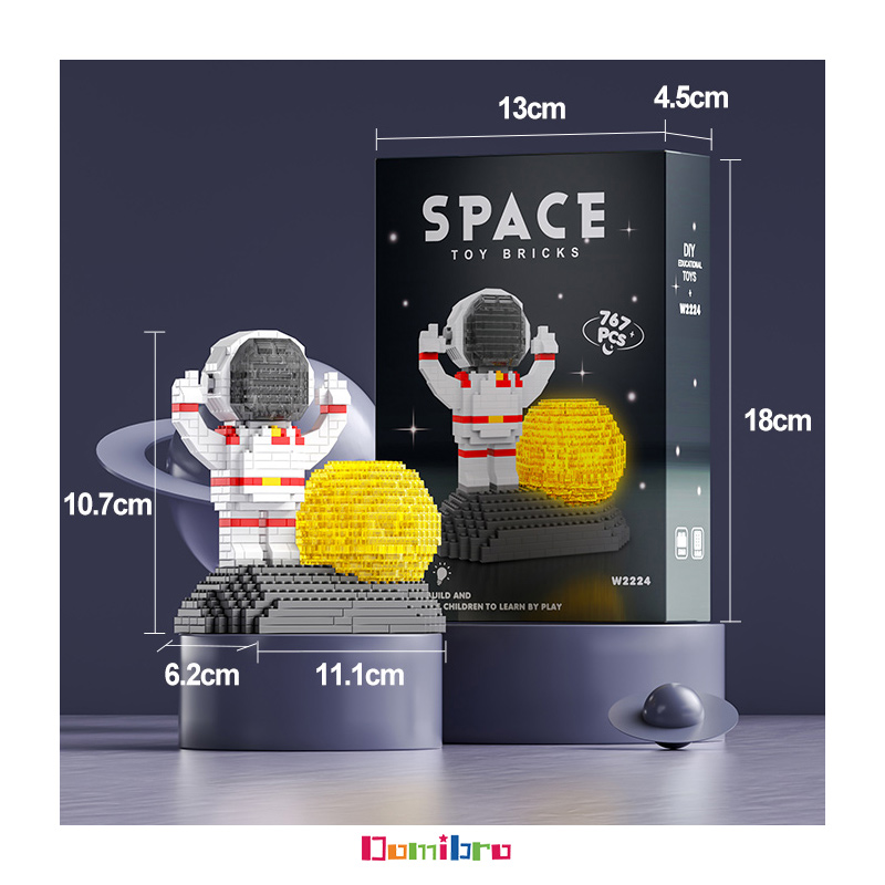 Mô hình phi hành gia có đèn Lego Space bricks, đồ chơi lắp ráp Phi Hành Gia 3D Có Đèn