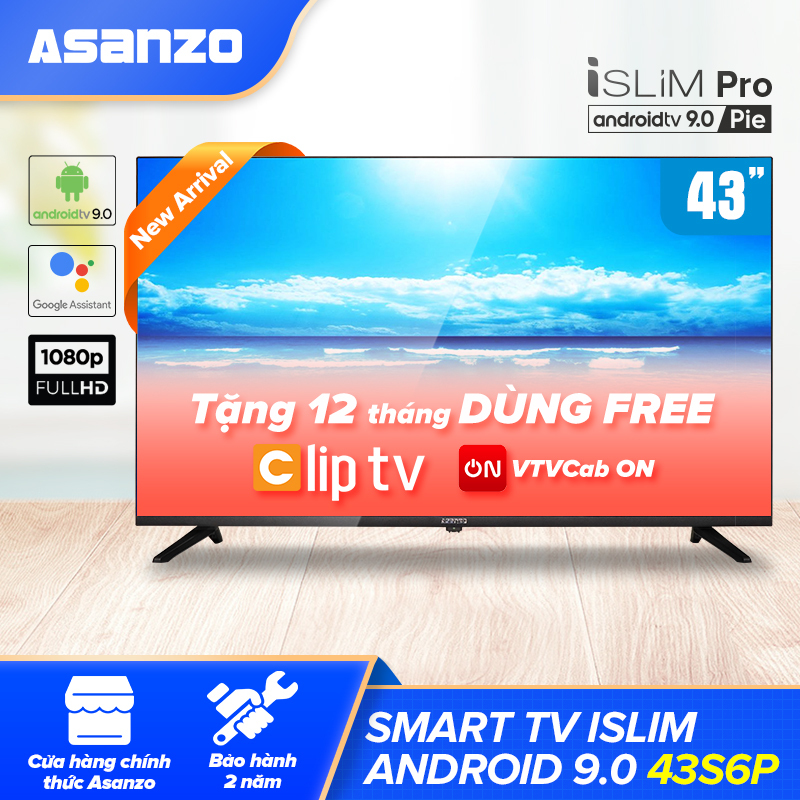 Bảng giá Smart Tivi iSLIM PRO 43 inch Kết Nối Internet Full HD Asanzo 43S6P (Android 9.0 Pie Bản Quyền - Google Play Store - Youtube - Chromecast - Bluetooth) - Hàng chính hãng bảo hành 2 năm