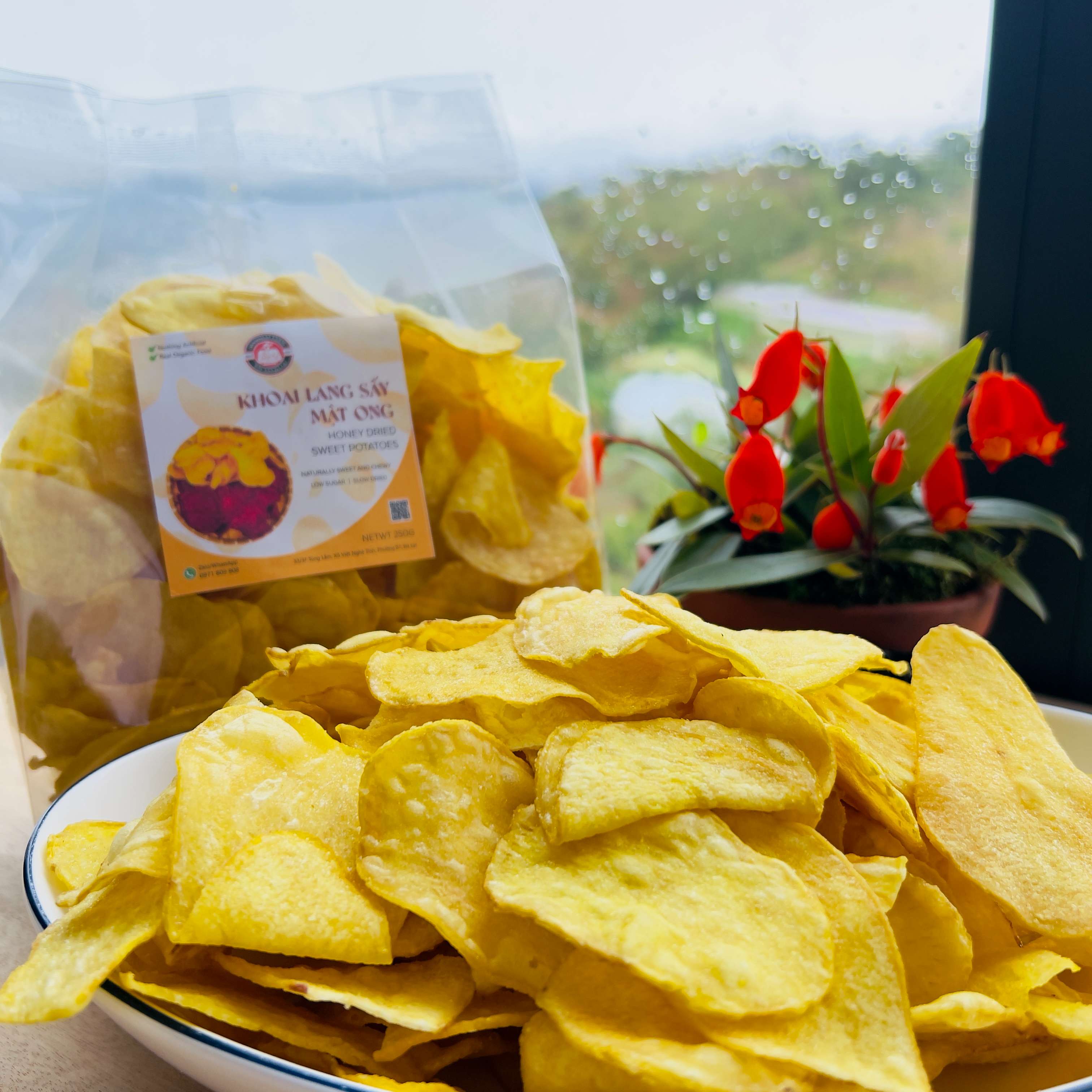 Khoai lang sấy giòn mật ong 500gr thơm ngon BanhMat Farm không đường đặc sản Đà Lạt