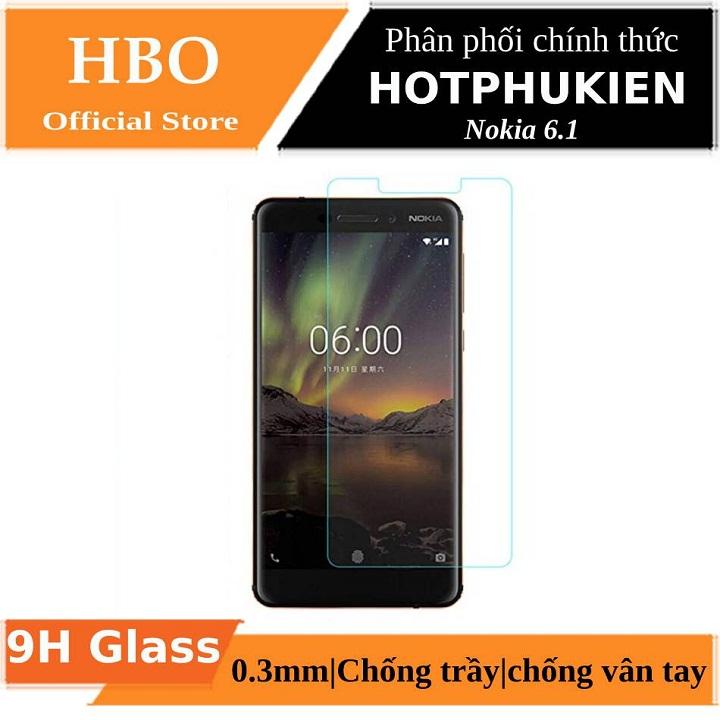 Miếng dán kính cường lực Nokia 6.1 / Nokia 6 2018 hiệu HBO (độ cứng 9H, mỏng 0.3mm, hạn chế bám vân tay)(Mua 1 tặng 1) - Phân phối bởi Hotphukien