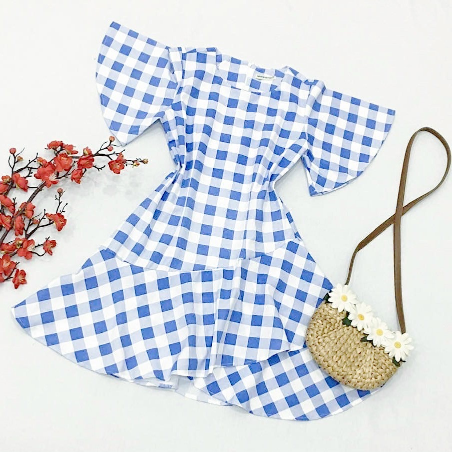 Đầm caro xanh tùng bèo