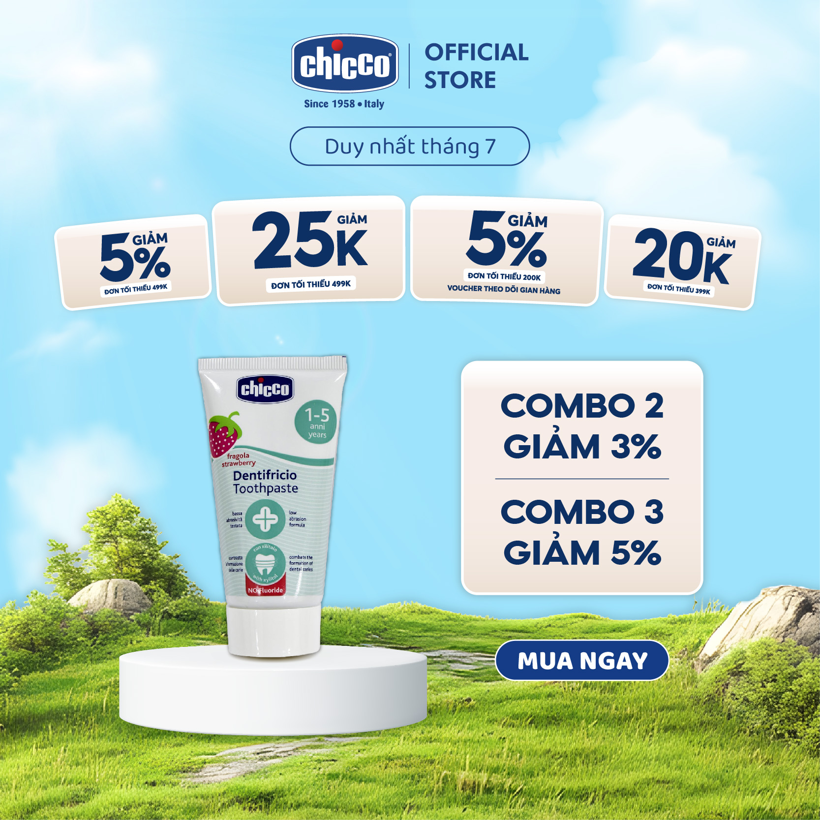 Chicco Strawberry Flavored Toothpaste 1 - 5 Years