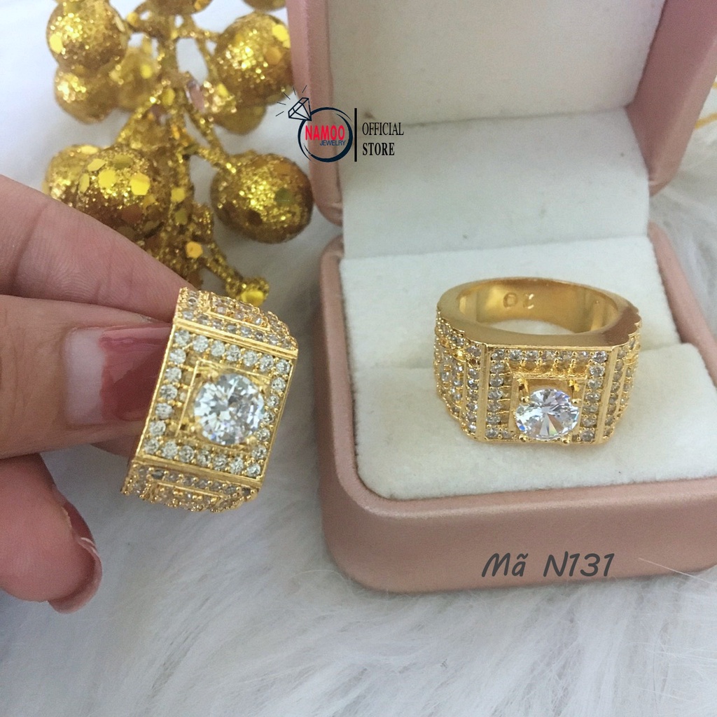 Nhẫn Nam Nữ Đính Đá N132 Bản Lớn Đủ Size