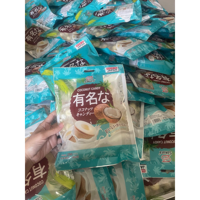 Kẹo dừa Sakura ngon giòn béo gói 200g - đồ ăn vặt nội địa ăn vặt - shop haimy -  hottrend tuỳ chọn