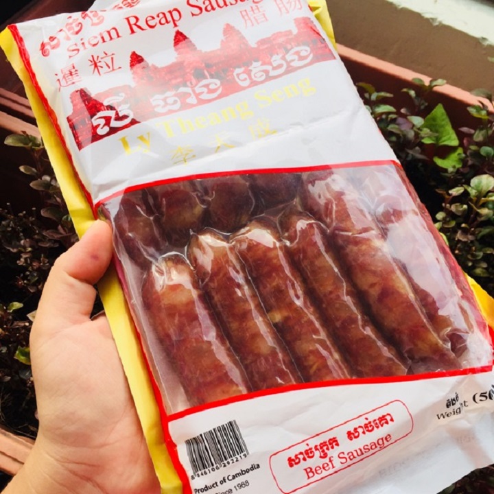 Lạp Xưởng Bò Siêm Riệp  Đặc Sản Campuchia Nổi Tiếng Lâu Đời - Thích Hợp Làm Quà Biếu Tết [ Bịch 500gram ]