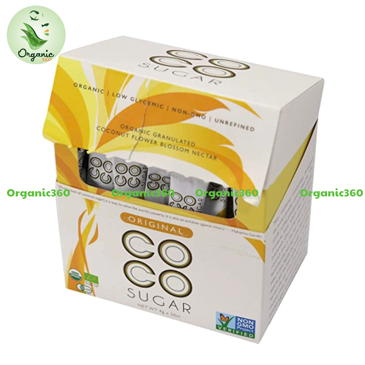 Đường mật hoa dừa hữu cơ PT CoCo 454g , Hộp 50 gói x4gr