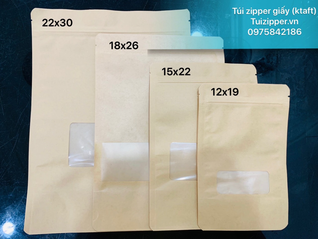 1KG TÚI ZIPPER GIẤY KRAFT CÓ CỬA SỔ