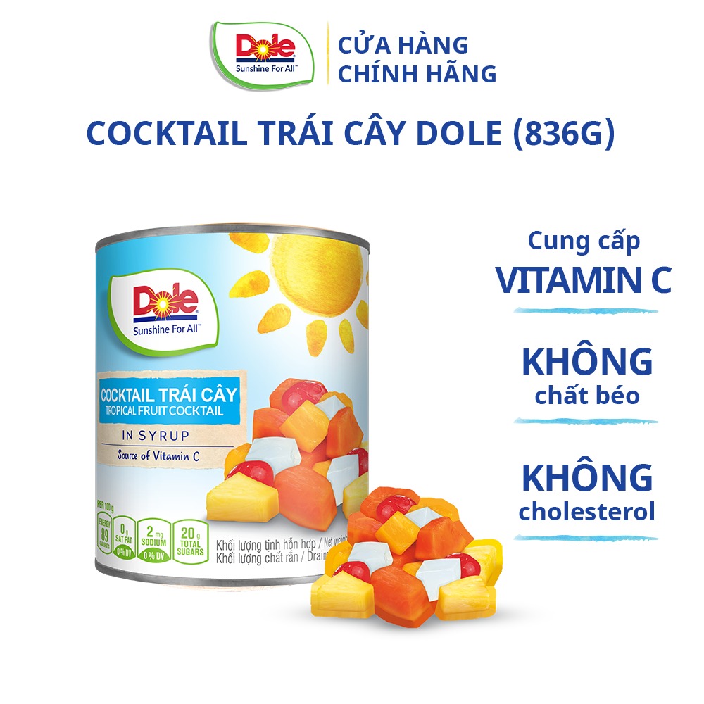 [MUA 2 GIẢM 9%][VOUCHER 50K ĐƠN 209K]Cocktail Trái Cây Dole (836g)