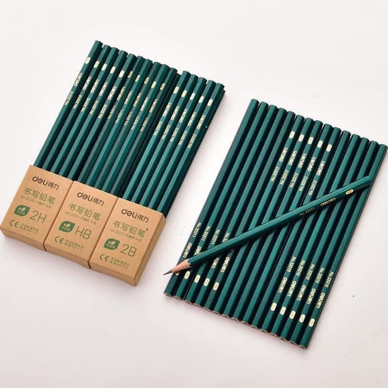 Set 10 chiếc bút chì 2B DE LI đầu bằng