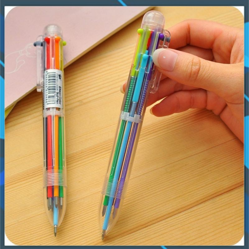 [HCM]Bút bi bấm 6 màu nhiều ruột