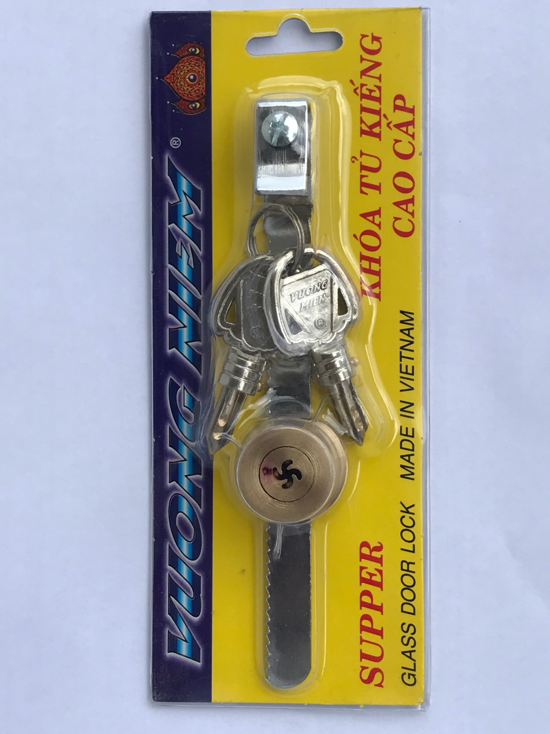 Ổ Khóa Cửa Tủ Kiếng, Tủ Kính Lùa Đồng Thau VƯƠNG NIỆM Cao Cấp (Chính Hãng)