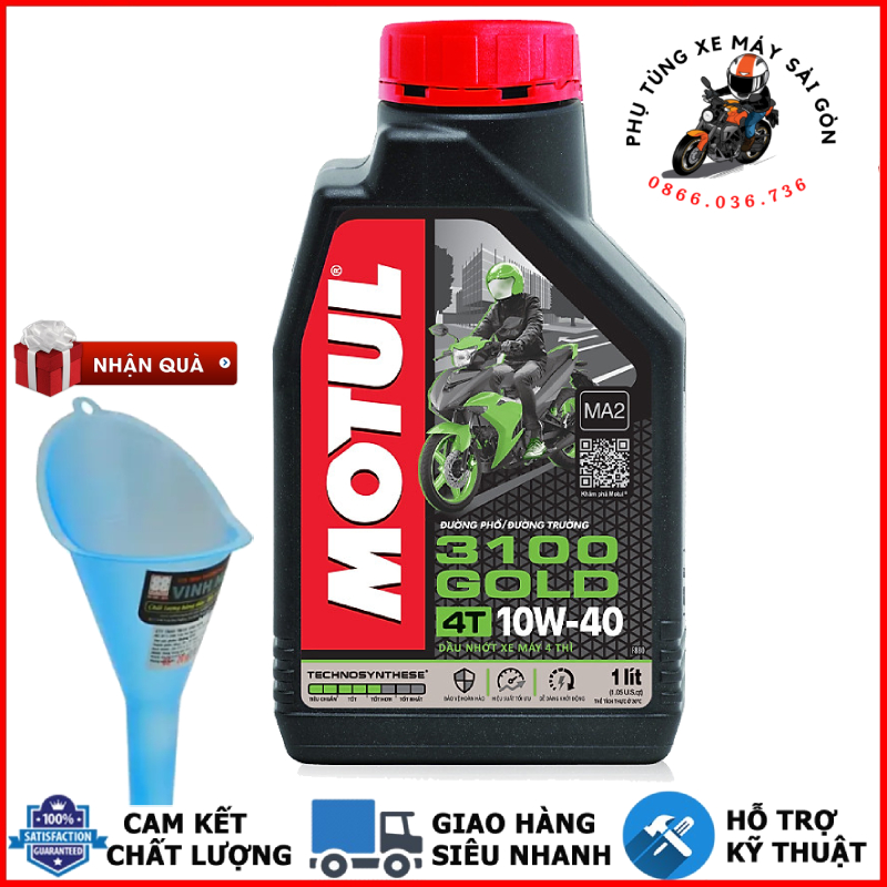 Nhớt MOTUL 3100 GOLD 10W40 800ML/1L dành cho xe số tay côn [Mua 5 tặng 1 phểu]
