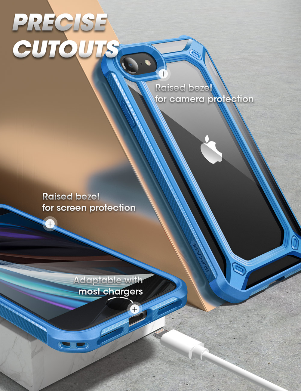 Ốp lưng cho iPhone SE 2022/iPhone SE thế hệ thứ 2 (2020) Vỏ ốp trong suốt bảo vệ lai cao cấp cho iPhone SE 2/ 7/8