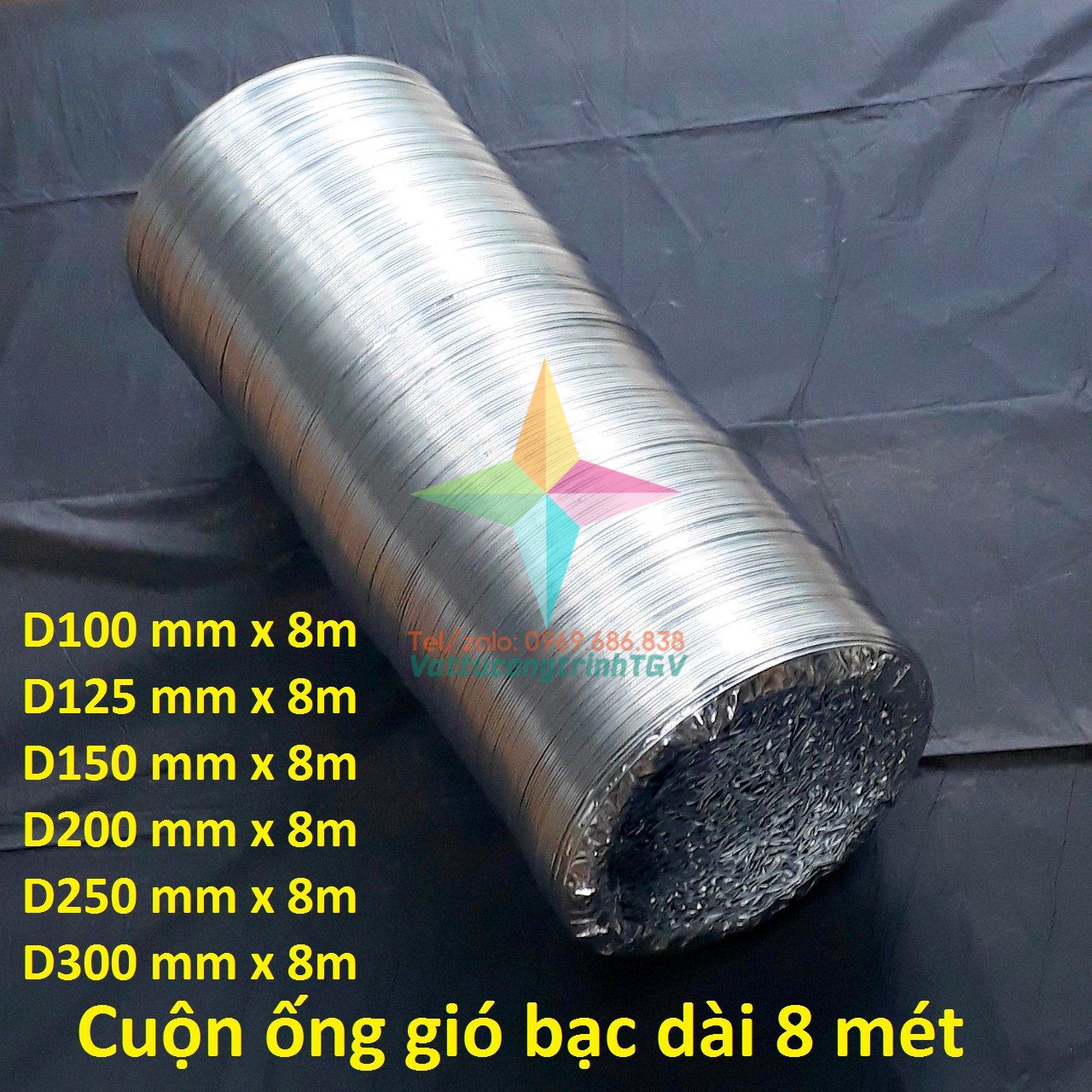 Ống gió bạc chịu nhiệt TGV Đường kính 100mm x 8M
