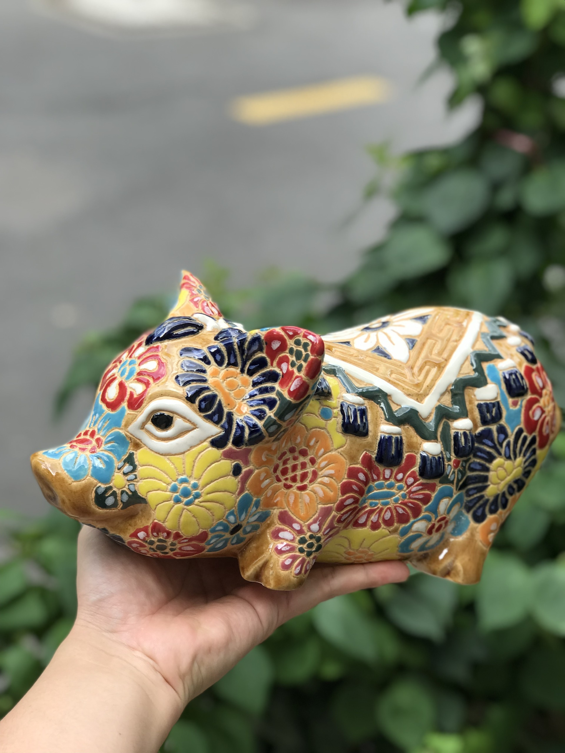 heo bách hoa gốm sứ thủ công trang trí