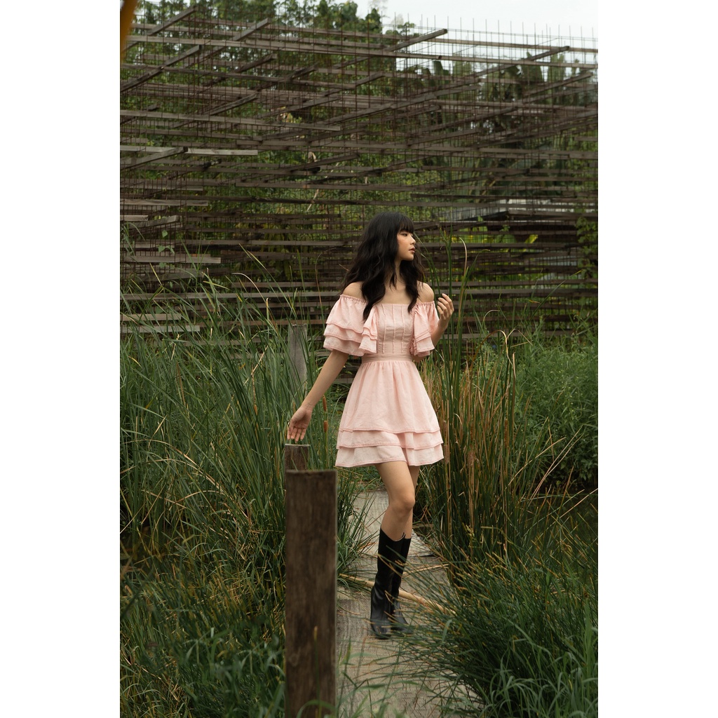 BLUSH CLARA DRESS - Váy tay bèo, cúp ngực, xoè - SOLID