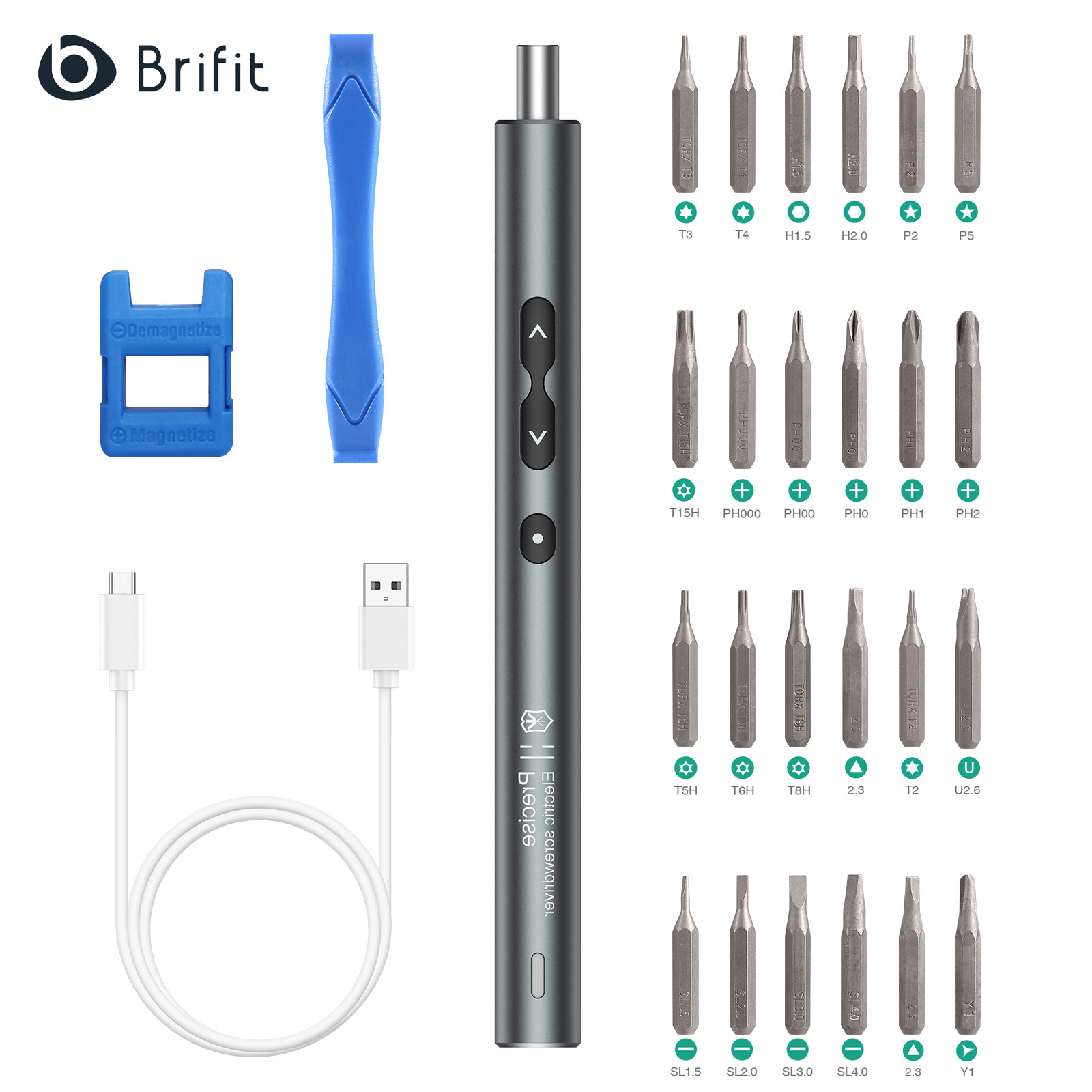 Brifit Phiên bản mới Tuốc nơ vít điện mini, 28 trong 1 Bộ tuốc nơ vít điện