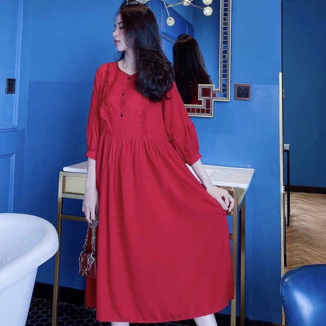 [HCM]Babydoll đỏ form dài