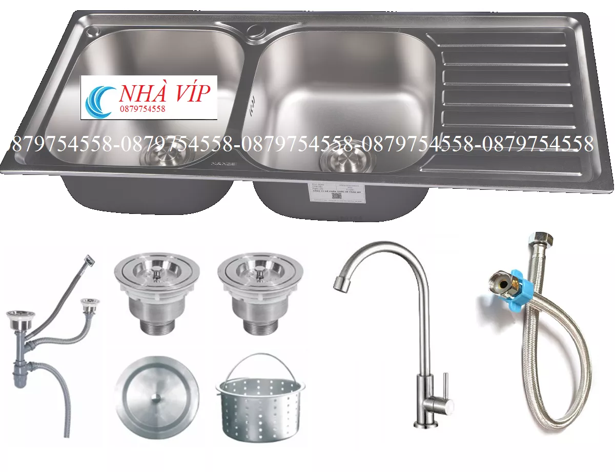 Chậu rửa chén Chậu rửa bát inox 304- 2 hộc - 1 bàn